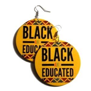 Black and Educated Medium Statement Dangle Wood Earrings